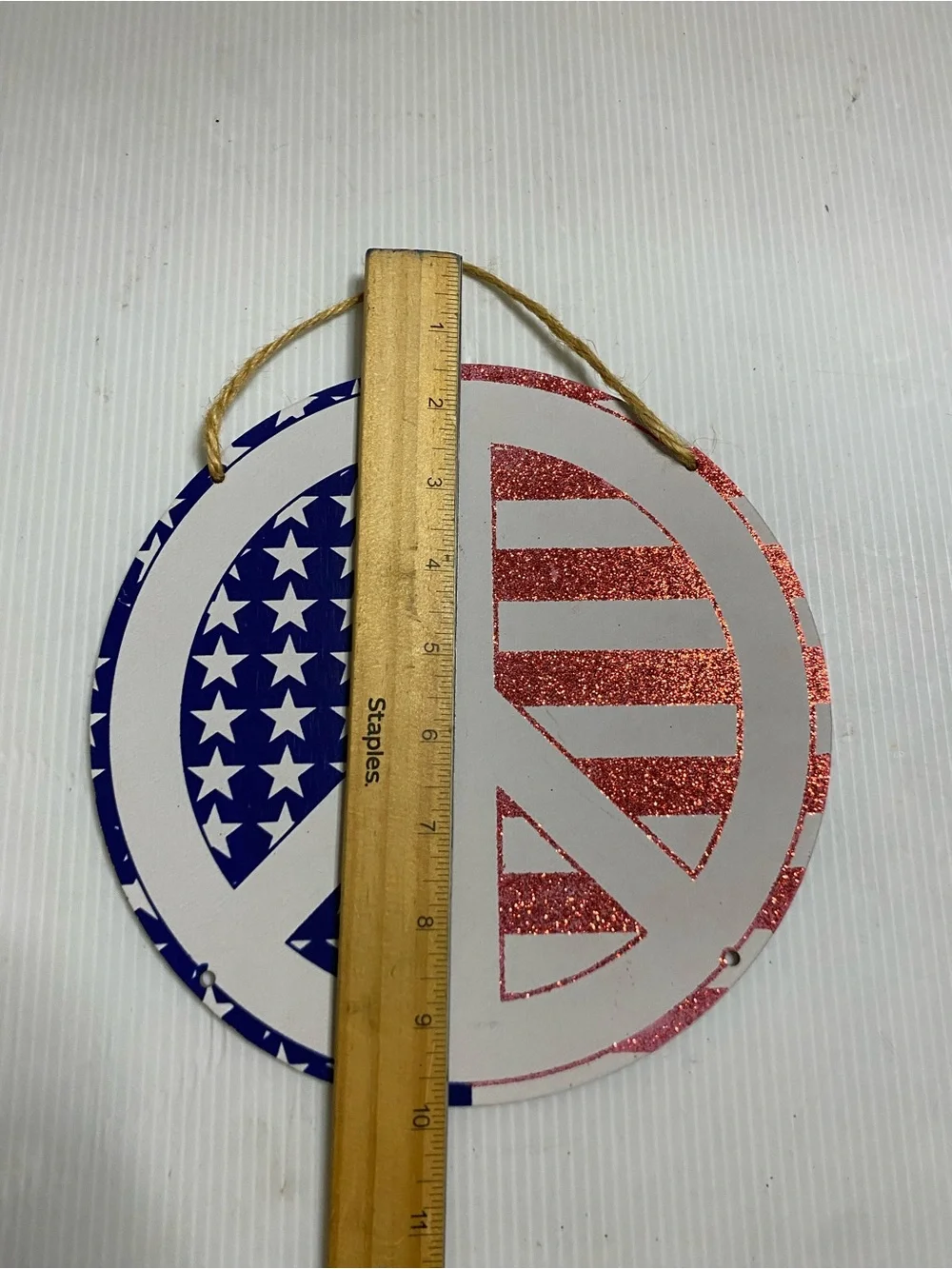 Patriotic Peace Sign Hanging Ornament - Red & Blue